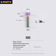 S-PARTS M6 Titanium Stem & Caliper Bolts — 30–70mm — 5mm Hex — L30mm / Rainbow