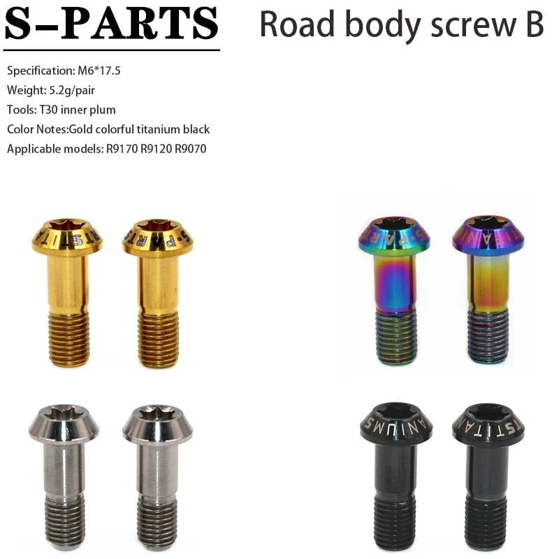 S-PARTS Titanium Derailleur Body Bolts — Shimano R9170 / R8070 / M9000 / M8100 — R9170 Series Road Short Body Screw B×2