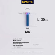 S-PARTS M6 Titanium Seatpost Wedge Bolt — Specialized SL6 / SL7 / SL8 / SL9 / Venge — Candy / M6X30