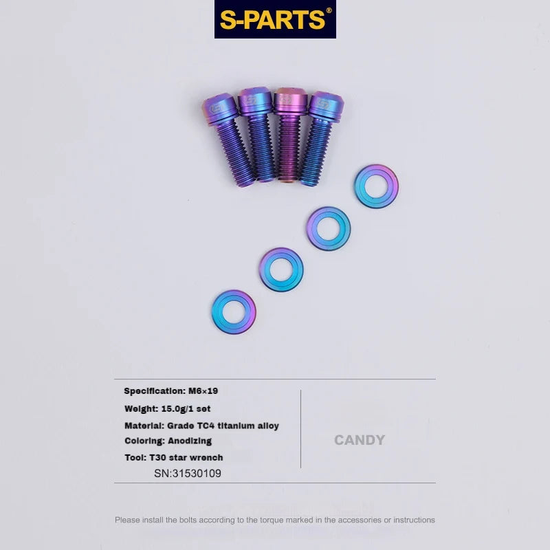 S-PARTS M6 Titanium Step Washer — Shimano / SRAM / Magura / Avid Disc Brakes — Candy