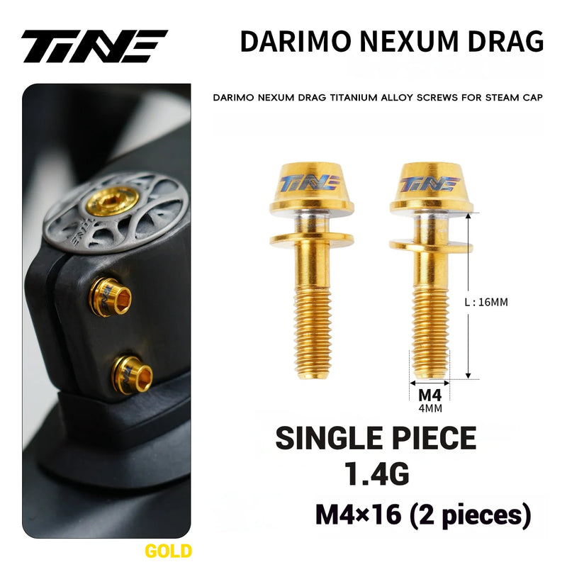 TiNE Titanium Alloy Screws for DARIMO Nexum Drag Integrated Handlebar – M4×16 Stem Bolts (8 Colors) — Gold