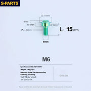 S-PARTS A3 M6 Umbrella Head Step Bolts — Green — 36 Specifications — L15 D14 step screws D10 H4
