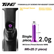 TiNE M6 Titanium Headset Top Cap Screws — 25 / 30 / 35 / 45mm — M6×25 Phantom Purple