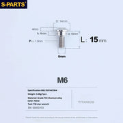 S-PARTS A3 M6 Umbrella Head Step Bolts — Titanium — 36 Specifications — L15 D14 step screws D10 H4