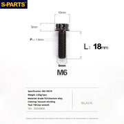 S-PARTS A3 M6 Titanium Bolts — 8–120mm — Black — L18mm