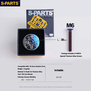 S-PARTS Titanium OD2 34.9 mm Laser Headset Cap — CNC Machined — Multiple Designs Available — Irritable (Set) Blue