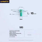 S-PARTS A3 M6 Umbrella Head Step Bolts — Green — 36 Specifications — L15 D15 step screws D8 H4