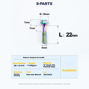 S-PARTS M6 Titanium Seatpost Step-Down Bolt & Nut Kit — 22 / 30 / 35 / 40mm — Rainbow / 22mm