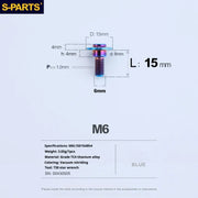 S-PARTS A3 M6 Umbrella Head Step Bolts — Blue — 36 Specifications — L15 D15 step screws D8 H4