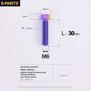 S-PARTS A3 M6 Titanium Bolts — 8–120mm — Candy — L30mm