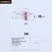 S-PARTS A3 M6 Umbrella Head Step Bolts — Purple — 36 Specifications — L15 D15 step screws D8 H4