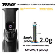 TiNE M6 Titanium Headset Top Cap Screws — 25 / 30 / 35 / 45mm — M6×25 Rainbow Oil Slick