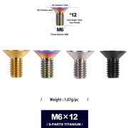 S-PARTS M6 Countersunk Titanium Bolts — 12–70mm — Road Bike — M6×12mm