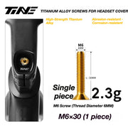TiNE M6 Titanium Headset Top Cap Screws — 25 / 30 / 35 / 45mm — M6×30 Gold Glow