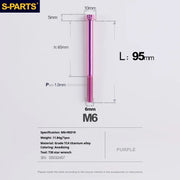 S-PARTS A3 M6 Titanium Bolts — 8–120mm — Purple — L95mm