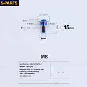 S-PARTS A3 M6 Umbrella Head Step Bolts — Blue — 36 Specifications — L15 D15 step screws D10 H4