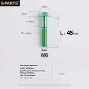 S-PARTS A3 M6 Titanium Bolts — 8–120mm — Green — L45mm
