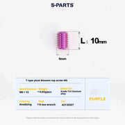 S-PARTS T15 M6 Flat-Bottom Titanium Set Screws — L8/L10/L12/L16 — L10mm / Purple