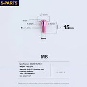 S-PARTS A3 M6 Umbrella Head Step Bolts — Purple — 36 Specifications — L15 D15 step screws D10 H4