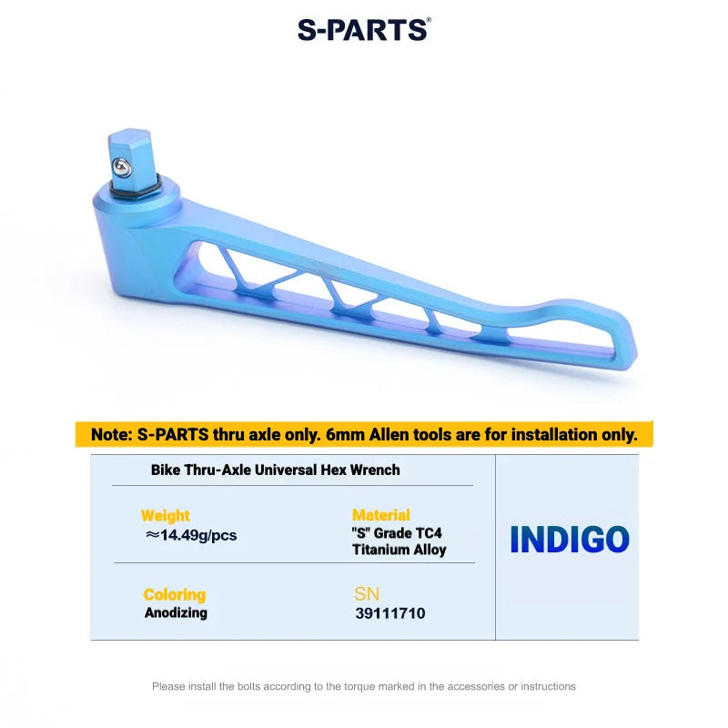 S-PARTS Titanium Quick Release Thru Axle for Pinarello Road Bikes — Titanium Thru Axle Tool(Sold Separately） / Indigo