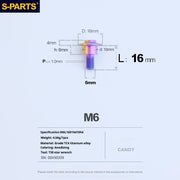 S-PARTS A3 M6 Umbrella Head Step Bolts — Candy — 36 Specifications — L16 D16 step screws D10 H6