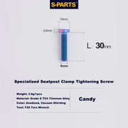 S-PARTS TC4 Titanium Seatpost Clamp Bolt — Specialized SL6 / SL7 / SL8 / SL9 / Venge — Seat Clamp Locking Screws / Candy