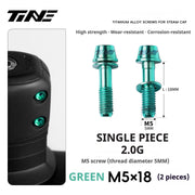 TiNE Titanium Stem Bolts M5×18 (Pair of 2) — CNC Bolts for Stems & Integrated Handlebars — Green