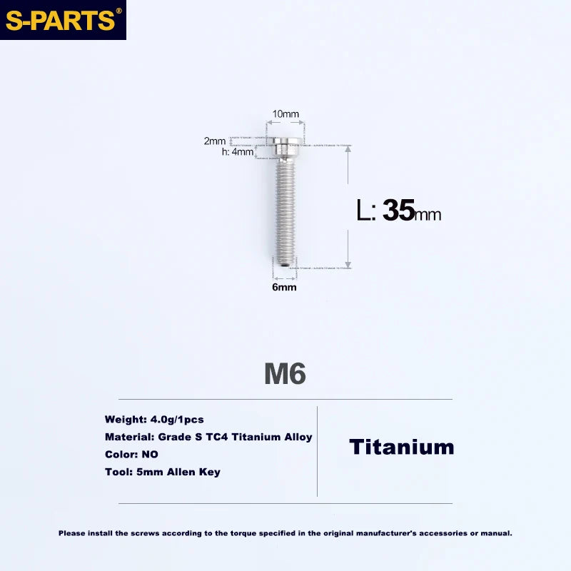 S-PARTS M6 Titanium Seatpost Clamp Bolt — Trek — L33 D12 / L35 D10 — M6 L35 D10