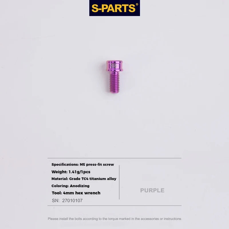 S-PARTS Titanium Cable Tension Bolts — M5/M6 — Derailleur & Brake