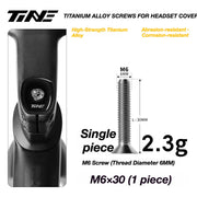 TiNE M6 Titanium Headset Top Cap Screws — 25 / 30 / 35 / 45mm — M6×30 Silver Shine