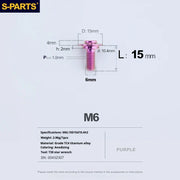 S-PARTS A3 M6 Umbrella Head Step Bolts — Purple — 36 Specifications — L15 D15 step screws D10.4 H2