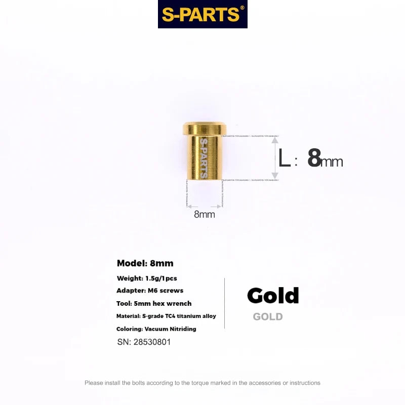 S-PARTS Titanium C-Clamp Fixing Nuts — 8–40mm — For M6 Bolts