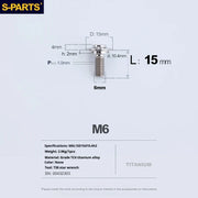 S-PARTS A3 M6 Umbrella Head Step Bolts — Titanium — 36 Specifications — L15 D15 step screws D10.4 H2