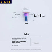 S-PARTS A3 M6 Umbrella Head Step Bolts — Candy — 36 Specifications — L16 D16 step screws D9.4 H5.6