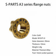 S-PARTS A3 Titanium Flange Nuts — M5 / M6 / M8 / M10 / M12 — M10 P1.0 / Gold