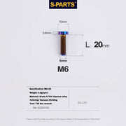 S-PARTS M6 Titanium Seatpost Wedge Bolt — Specialized SL6 / SL7 / SL8 / SL9 / Venge — Blue / M6X20