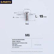S-PARTS A3 M6 Umbrella Head Step Bolts — Titanium — 36 Specifications — L15 D15 step screws D8 H2