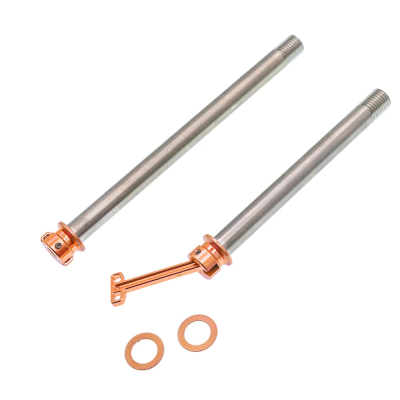 CHASER 12mm Titanium Thru Axle Set for Trek Madone Gen6 / Gen7 — Madone Gen6/Gen7 – 118 mm / 165 mm – 66.5 g / pair / Orange