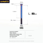 S-PARTS A3 M6 Titanium Bolts — 8–120mm — Blue — L80mm