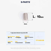 S-PARTS T15 M6 Flat-Bottom Titanium Set Screws — L8/L10/L12/L16 — L10mm