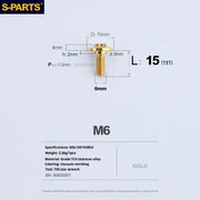 S-PARTS A3 M6 Umbrella Head Step Bolts — Gold — 36 Specifications — L15 D15 step screws D8 H2