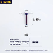 S-PARTS M6 Titanium Seatpost Clamp Bolt — Trek — L33 D12 / L35 D10 — M6 L35 D10 / Blue
