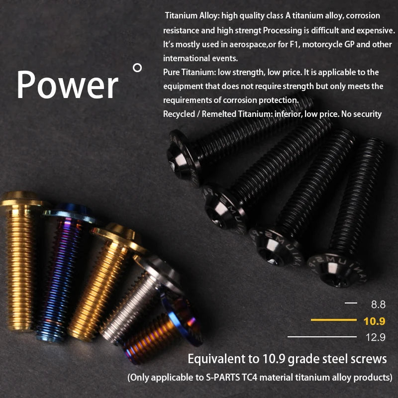 S-PARTS A3 D15 M6 Umbrella Head Titanium Bolts — 8–40mm