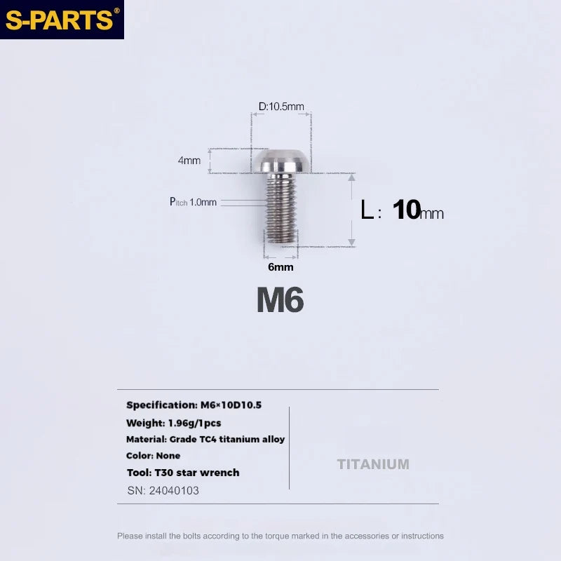 S-PARTS Titanium Cable Tension Bolts — M5/M6 — Derailleur & Brake