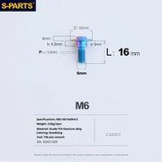 S-PARTS A3 M6 Umbrella Head Step Bolts — Candy — 36 Specifications — L16 D16 step screws D9 H4.5
