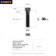 S-PARTS A3 M6 Titanium Bolts — 8–120mm — Black — L30mm semi-threaded 25mm