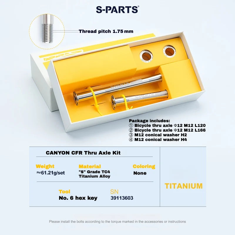 S-PARTS Titanium Thru Axle Kit for CANYON CFR (Front + Rear, Tool-Free Design) – — Titanium Thru Axle Set for CANYON CFR