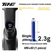 TiNE M6 Titanium Headset Top Cap Screws — 25 / 30 / 35 / 45mm — M6×30 Deep Blue