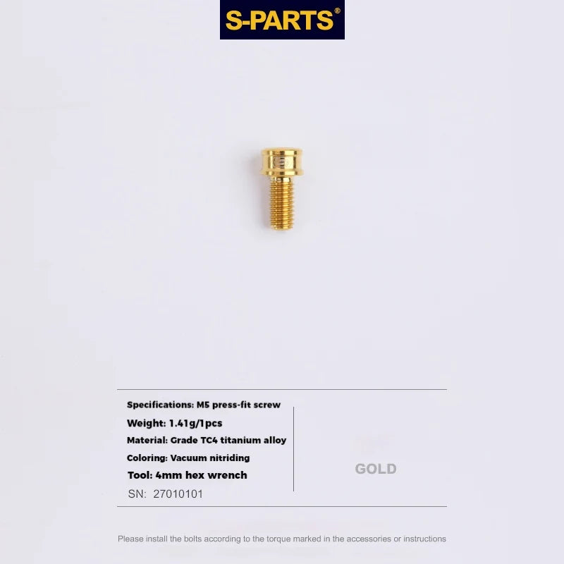 S-PARTS Titanium Cable Tension Bolts — M5/M6 — Derailleur & Brake