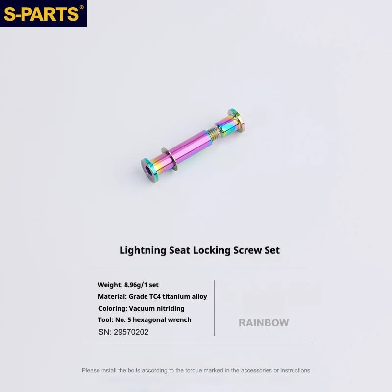 S-PARTS TC4 Titanium Seatpost Clamp Bolt — Specialized SL6 / SL7 / SL8 / SL9 — Seat Cushion Locking Screw Set / Rainbow